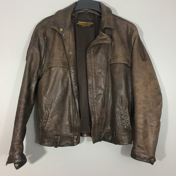 Vintage Yamaha Brown Leather Jacket - Picture 7 of 8